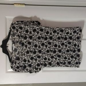 Sheer blouse - white with black flowers